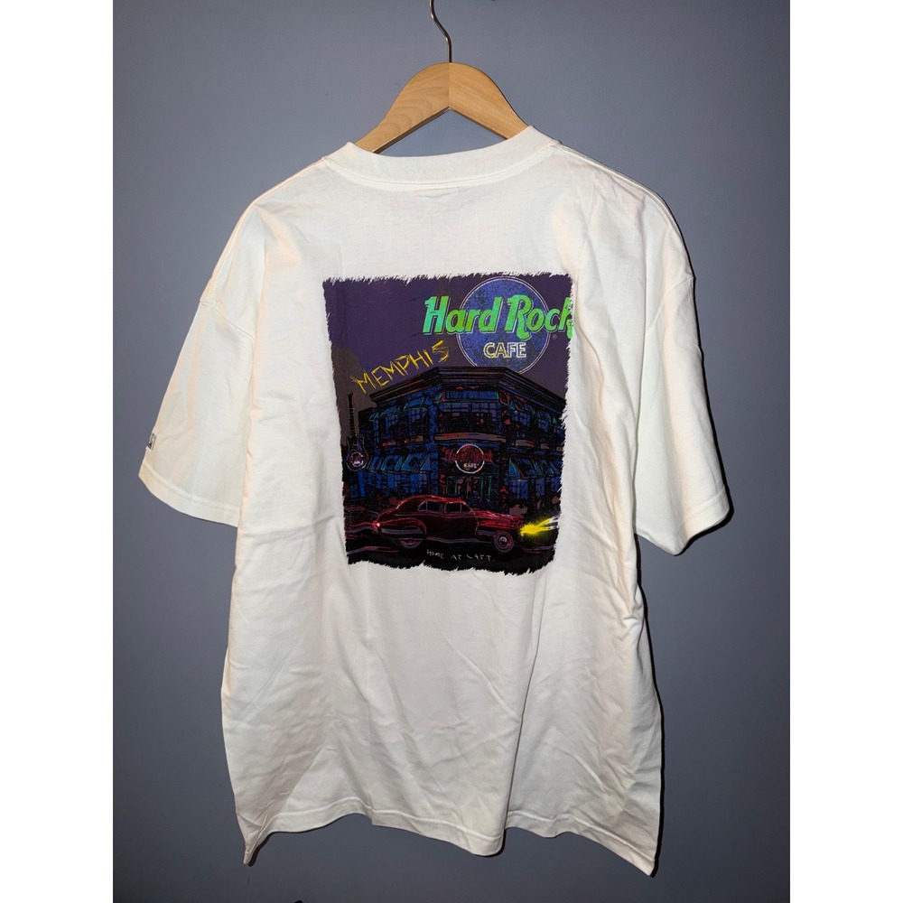 Vintage Hard Rock Cafe Memphis T-Shirt White Heavy Tee XL Made in USA Graphic